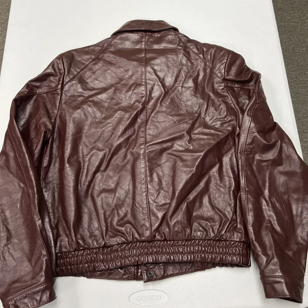 Wilsons Leather Bomber Jacket Mens 40 Burgundy Vintage Western 94530
